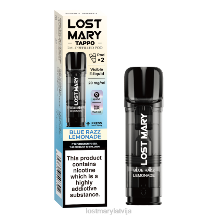 T0VH181 - Lost Mary Vape - pazaudētas Mary Tappo pildītas pākstis - 20mg - 2pk zilā razz limonāde